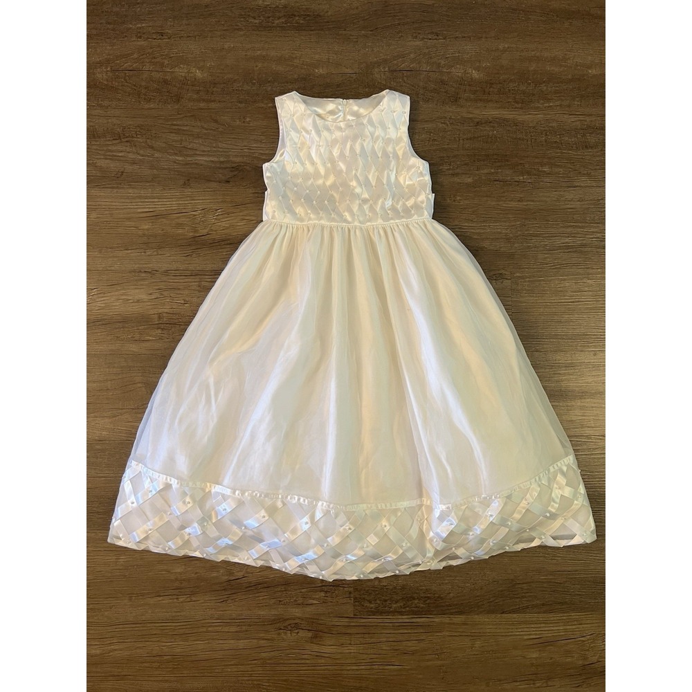 Cinderella Couture Girl‎ Sz 7 Ivory Dress Pearl Flower Girl Pageant Communion